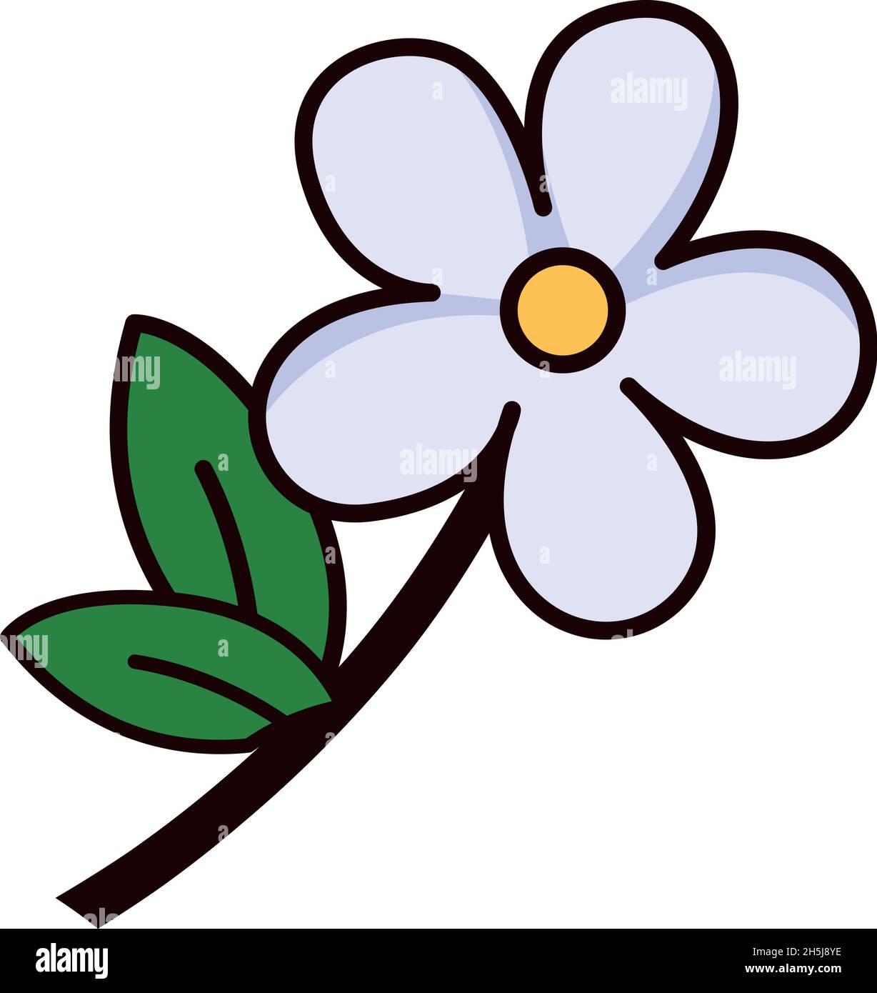 Weiße Blume im kindischen Cartoon-Stil. Niedliches Blumenelement Stock Vektor