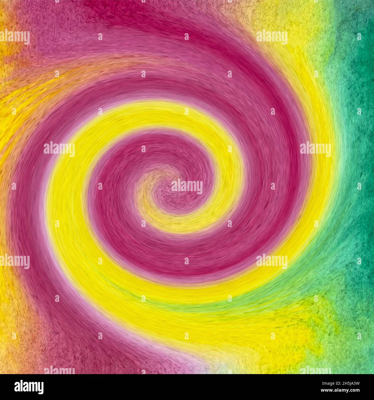 Spiralfarbe rot grün gelb Aquarellhintergrund, in einem Kreis in einer Spirale, isoliert, weißer Hintergrund gewirbelt. Vektor Stock Vektor