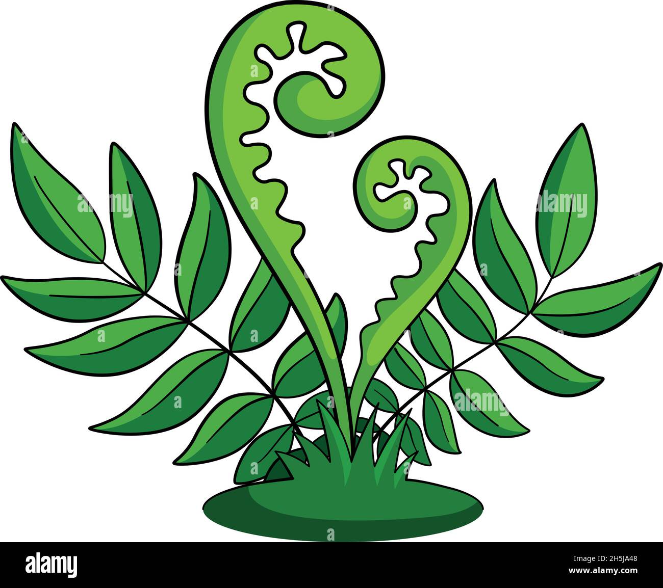 Farn-Symbol. Prähistorische Pflanze im Cartoon-Stil Stock Vektor