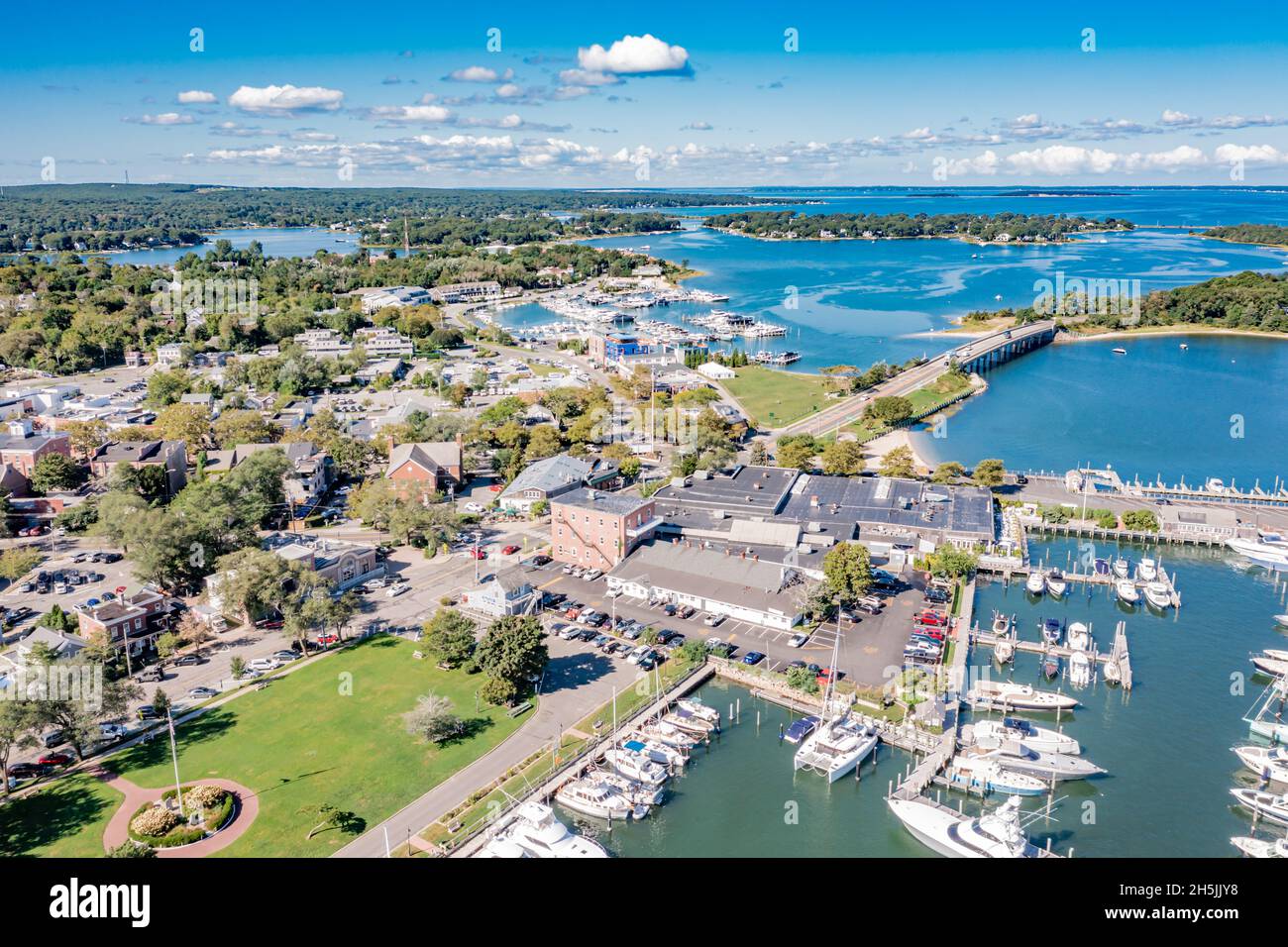 Luftaufnahme von Sag Harbor, NY Stockfoto