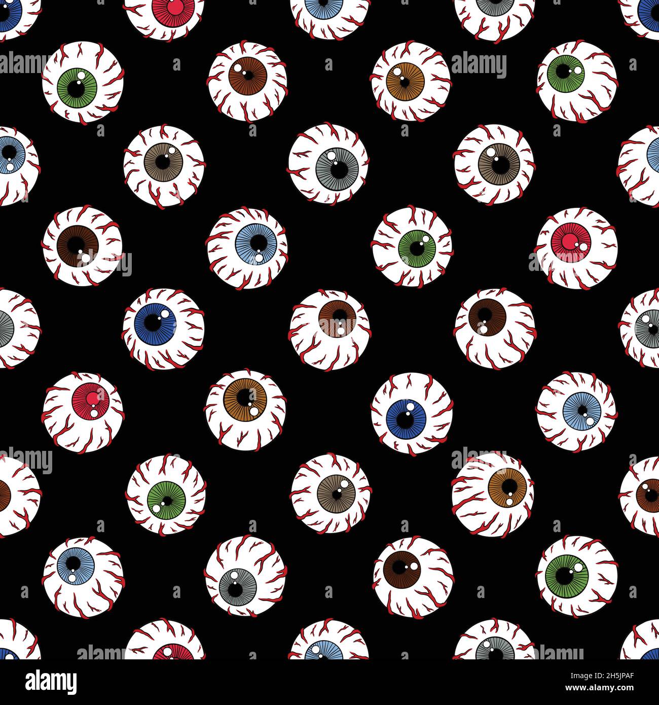 Nahtloses Augäpfel-Muster. Gruselige digitale Illustration Hintergrund. Stock Vektor