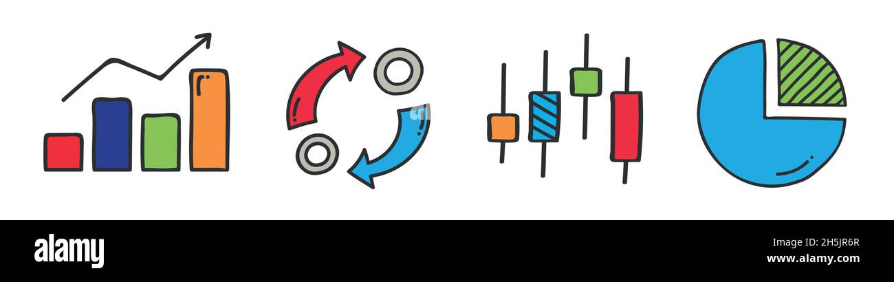 Stock Market Icons Sammlung auf weißem Hintergrund Stock Vektor