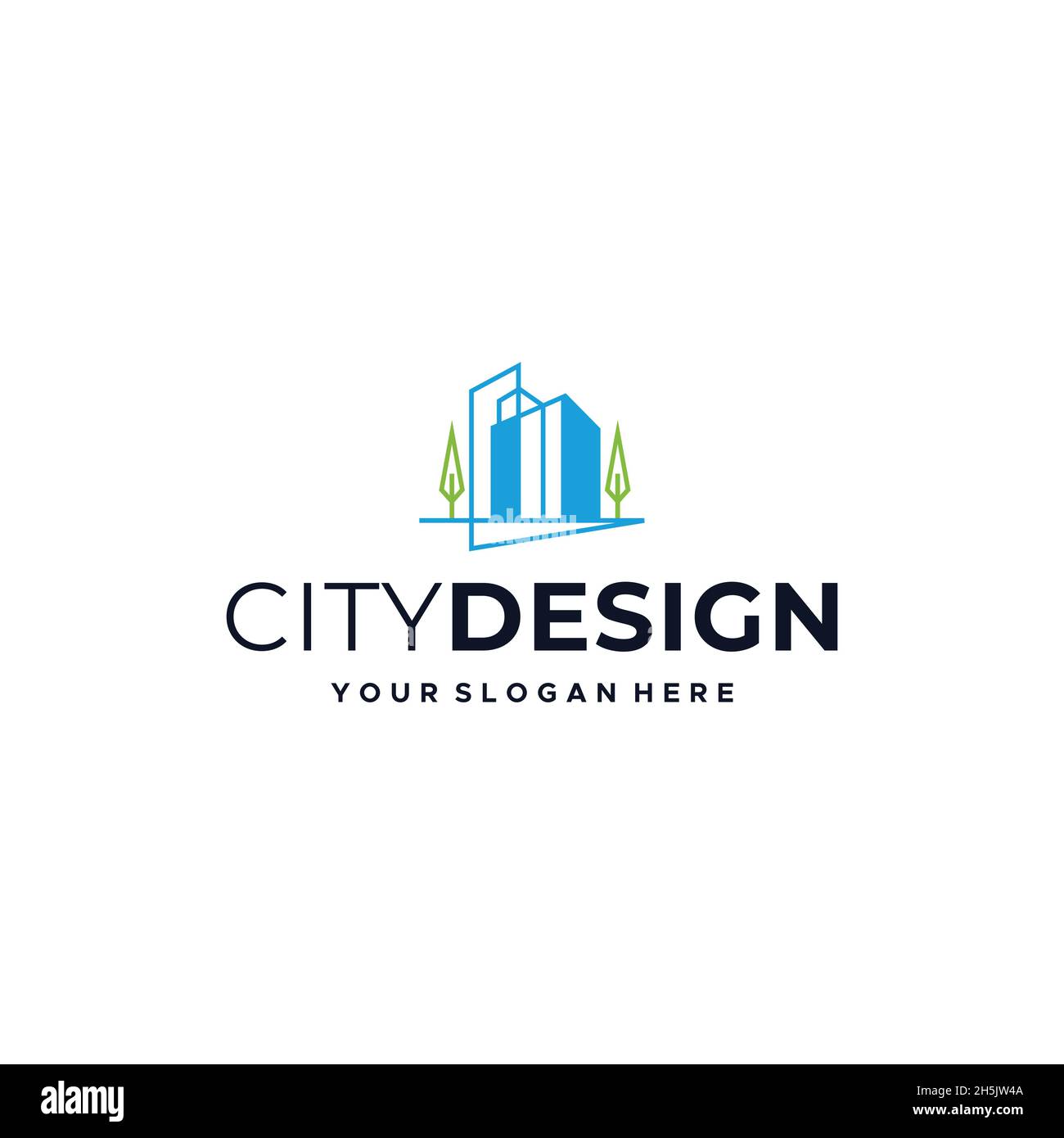 Minimalistisches CITYDESIGN Gebäude Villa Logo Design Stock Vektor