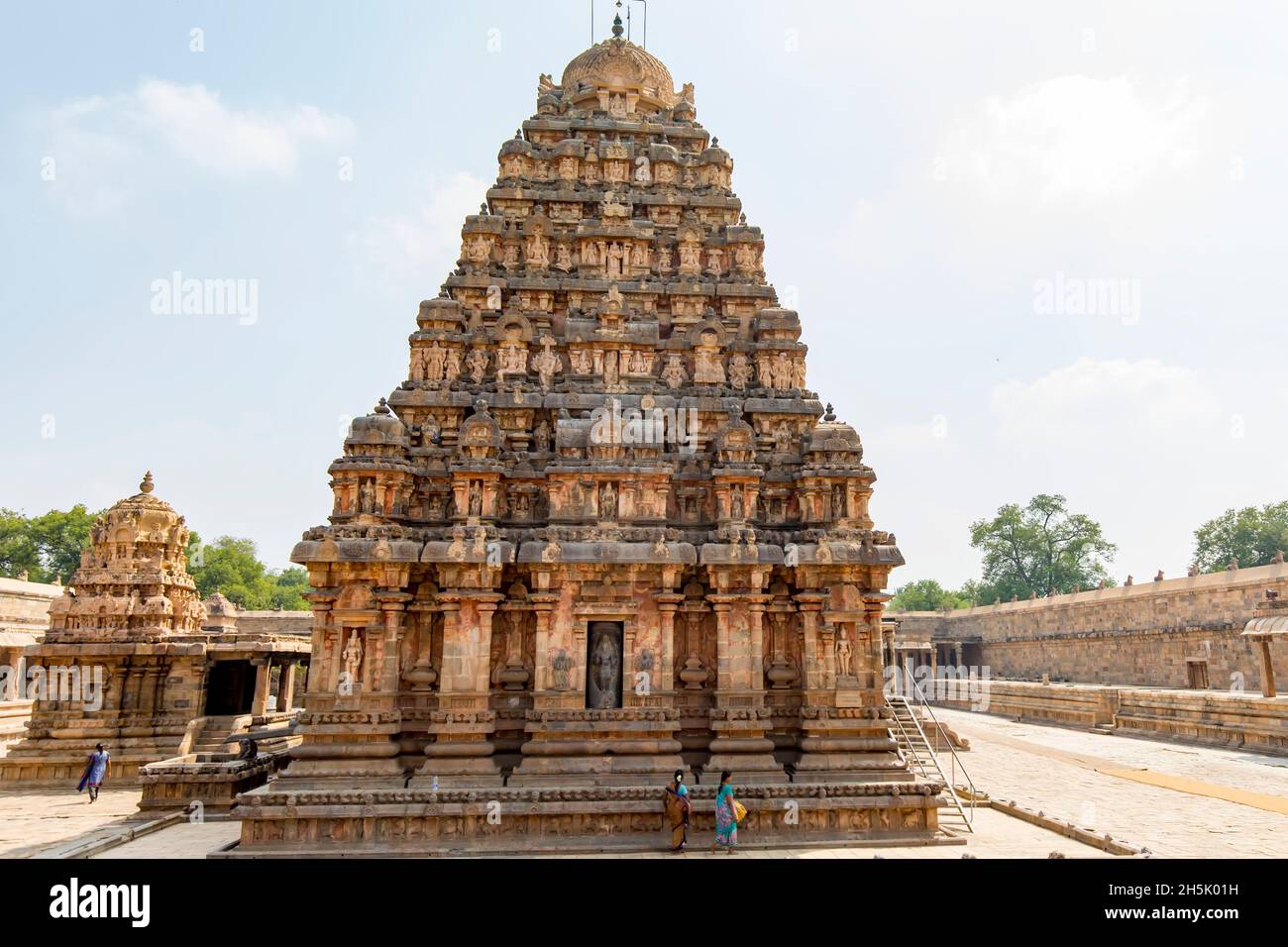 Der Dravidian Chola era Airavatesvara Temple Complex in Darasuram, Tamil Nadu, Indien; Darasuram, Tamil Nadu, Indien Stockfoto