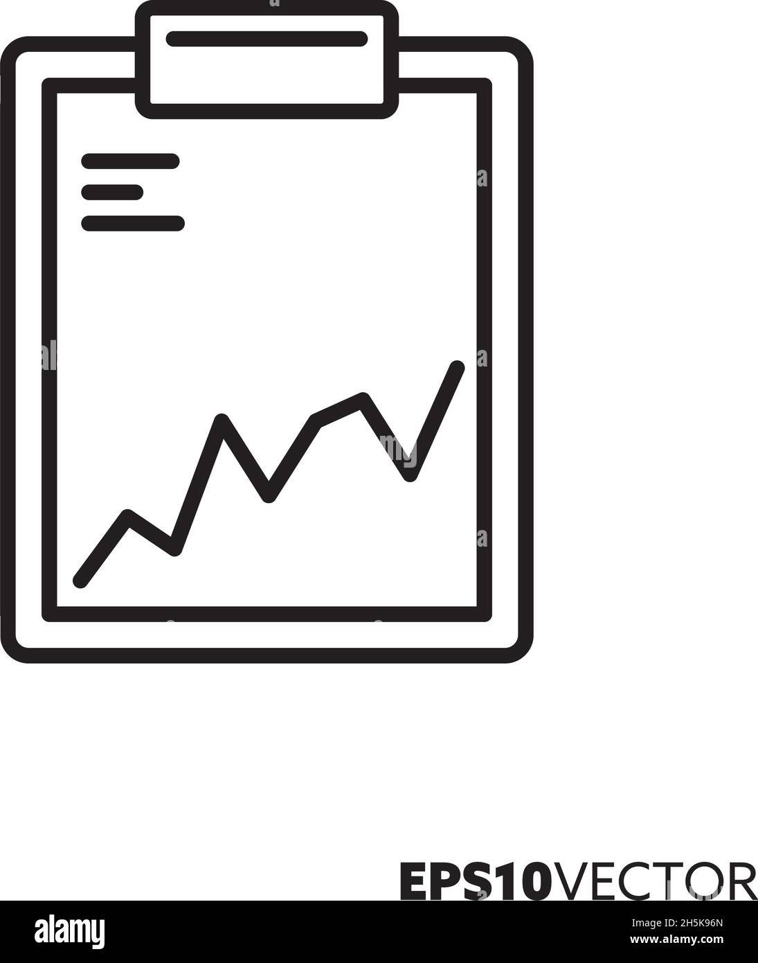 Symbol für die Zeile der Patientenakte in der Zwischenablage. Umreißt das Symbol des Wiederherstellungsgraphen. Gesundheit und Medizin Konzept flache Vektor-Illustration. Stock Vektor