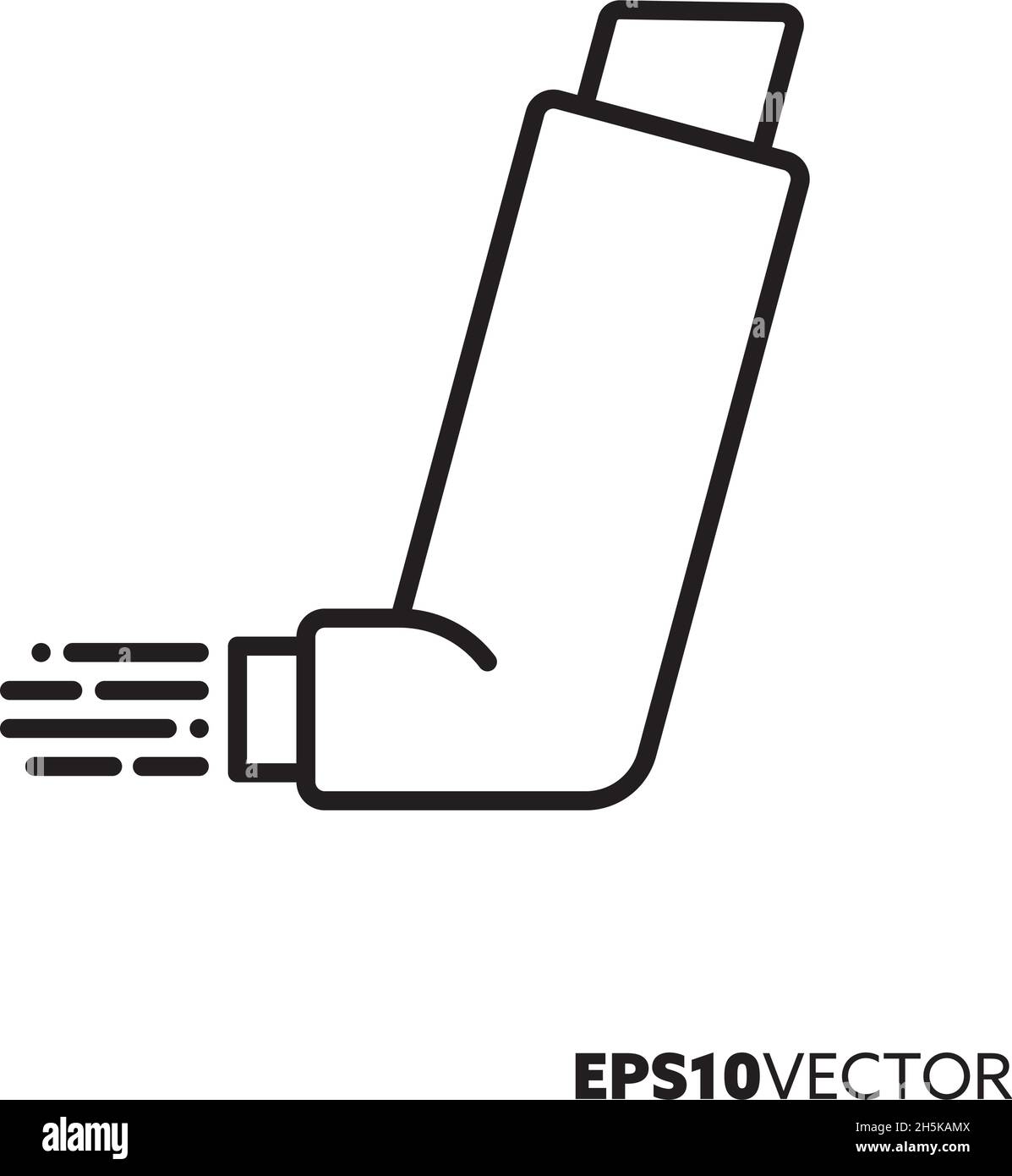 Symbol für die Linie des Asthmainhalators. Umreißen Sie das Symbol für medizinische Geräte. Gesundheit und Medizin Konzept flache Vektor-Illustration. Stock Vektor