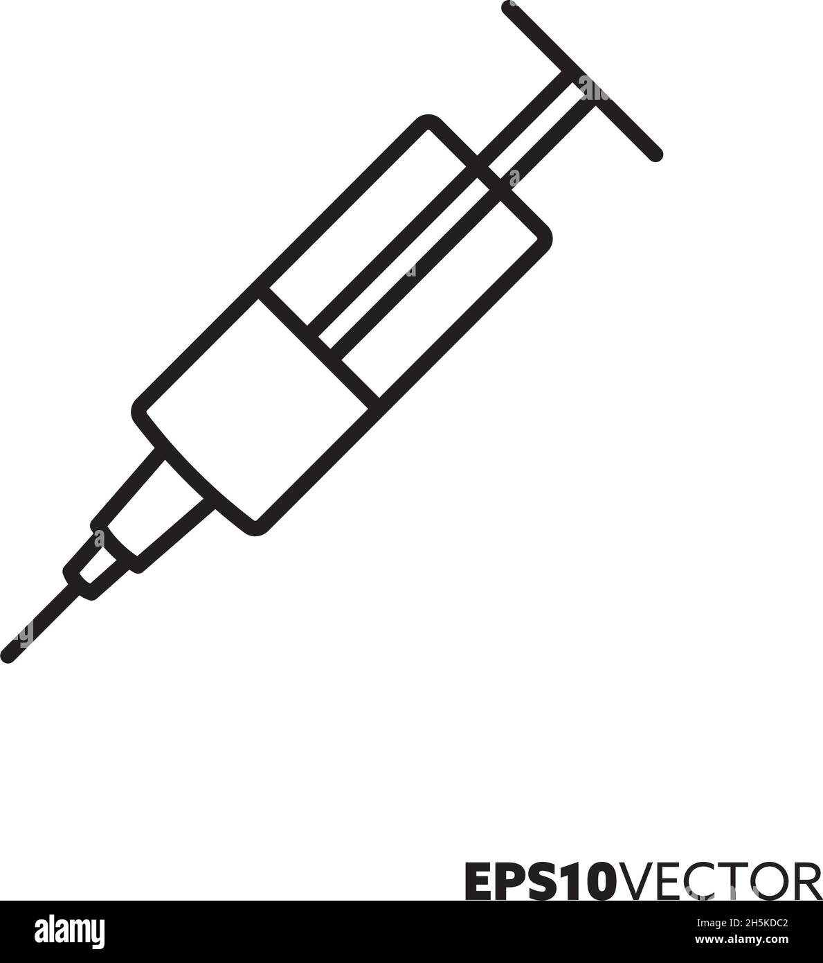 Symbol für die Spritzenvorsatzlinie. Umreißen Sie das Symbol für medizinische Geräte. Darstellung des flachen Vektorgrafiks des Gesundheitskonzepts. Stock Vektor