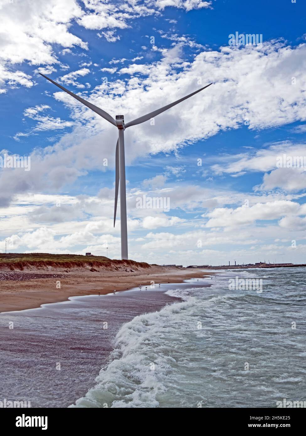 Windturbine an der Küste von Hanstholm, Dänemark Stockfoto