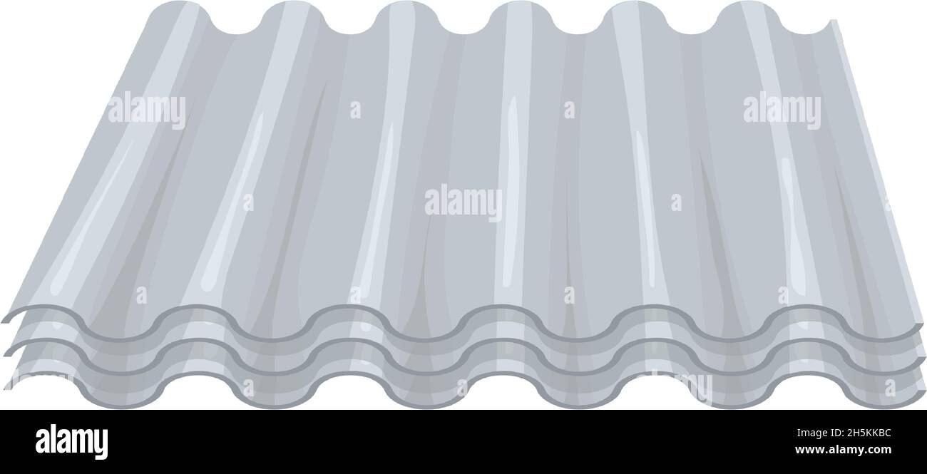 Bauschiefer. Metalldach, verzinkter Zinkstell oder asbestgewölbte Bleche, Profilierdach, Baumaterial, Cartoon-Vektor-Illustration isoliert auf weißem Hintergrund Stock Vektor