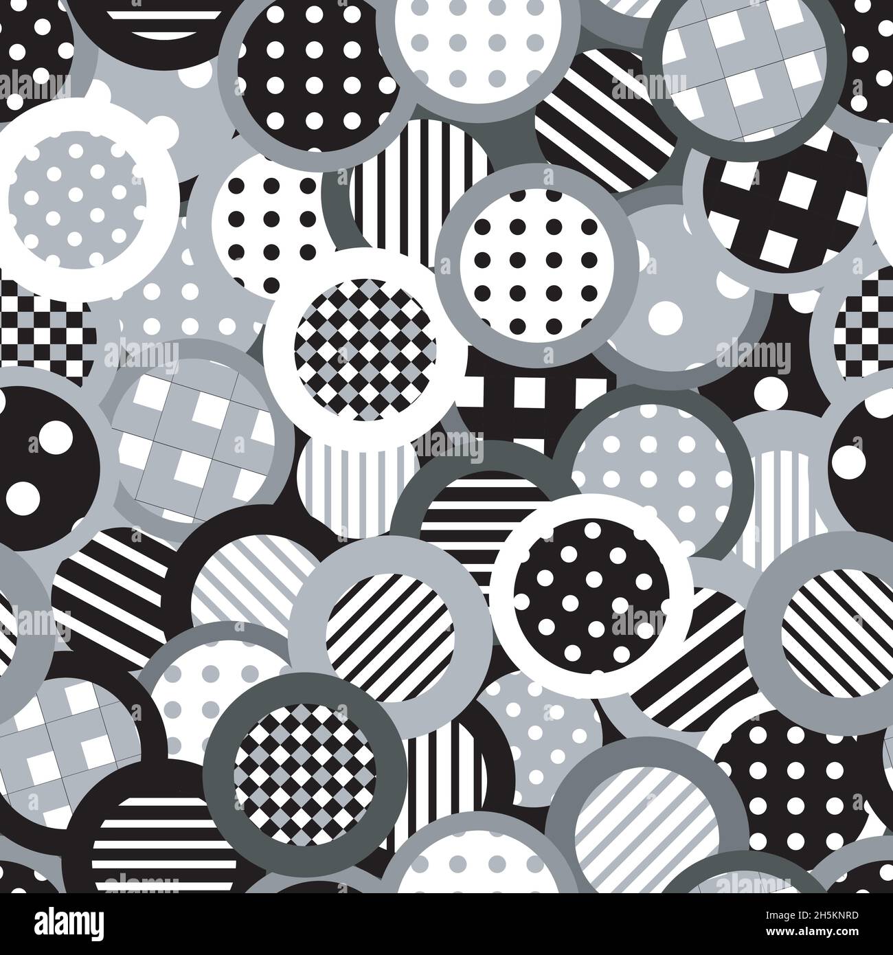 Schwarz / weiß-Hintergrund mit gemusterten Kreisen Stock Vektor