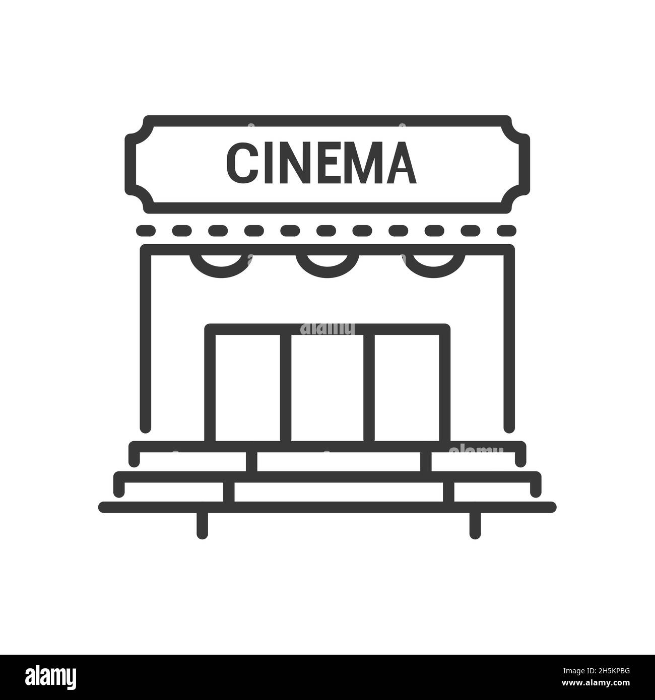 Cinema - Vektorlinien-Design einzelnes isoliertes Symbol auf weißem Hintergrund. Hochwertiges schwarzes Piktogramm. Film, Ruhe, Unterhaltung. Kochfeld Stock Vektor
