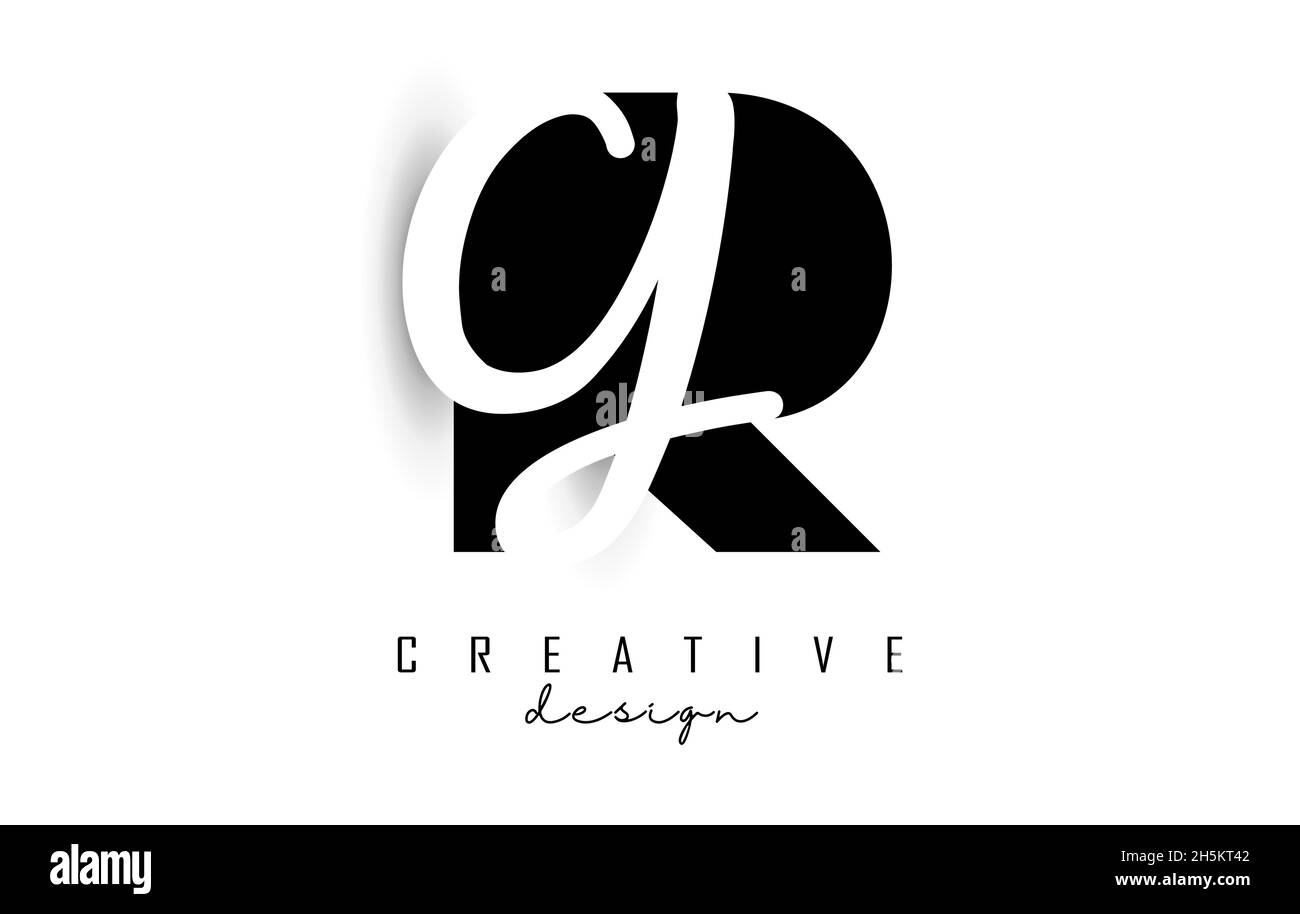 Buchstaben RG-Logo mit minimalistischem Design. Buchstaben R und G mit geometrischer und handschriftlicher Typografie. Kreative Vektor-Illustration mit Buchstaben. Stock Vektor
