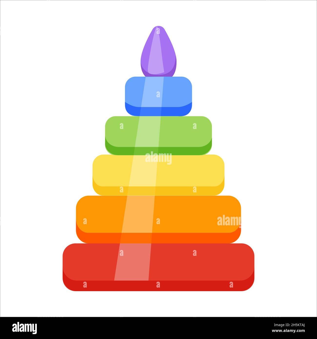 Regenbogenpyramide. Plastikspielzeug für Kinder. Cartoon-Stil. Vektorgrafik. Stock Vektor