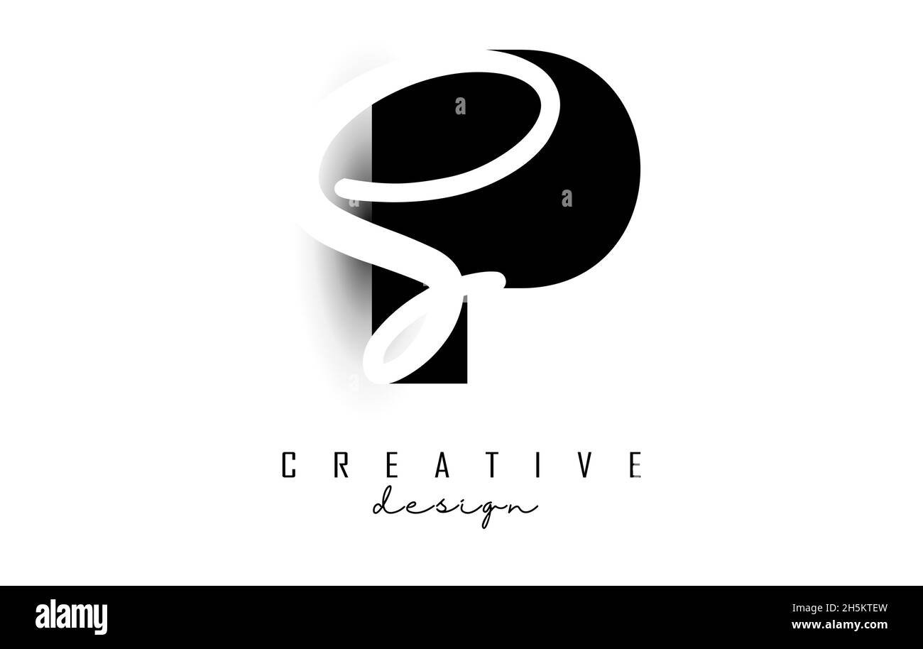Buchstaben PS-Logo mit minimalistischem Design. Buchstaben P und S mit geometrischer und handschriftlicher Typografie. Kreative Vektor-Illustration mit Buchstaben. Stock Vektor