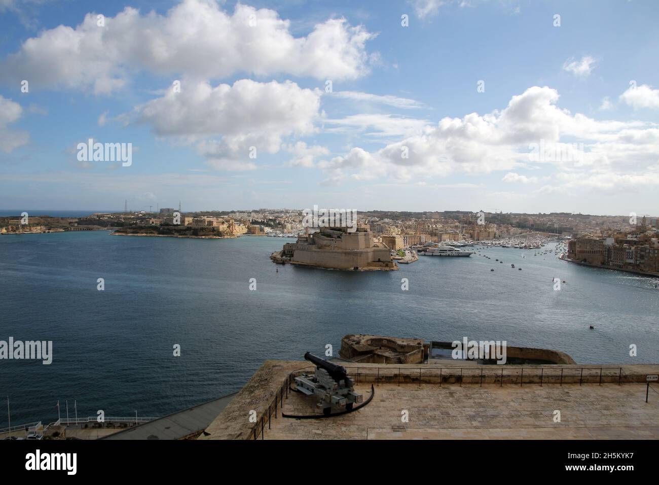 Blick auf Fort St. Angelo in Valletta, Malta Stockfoto
