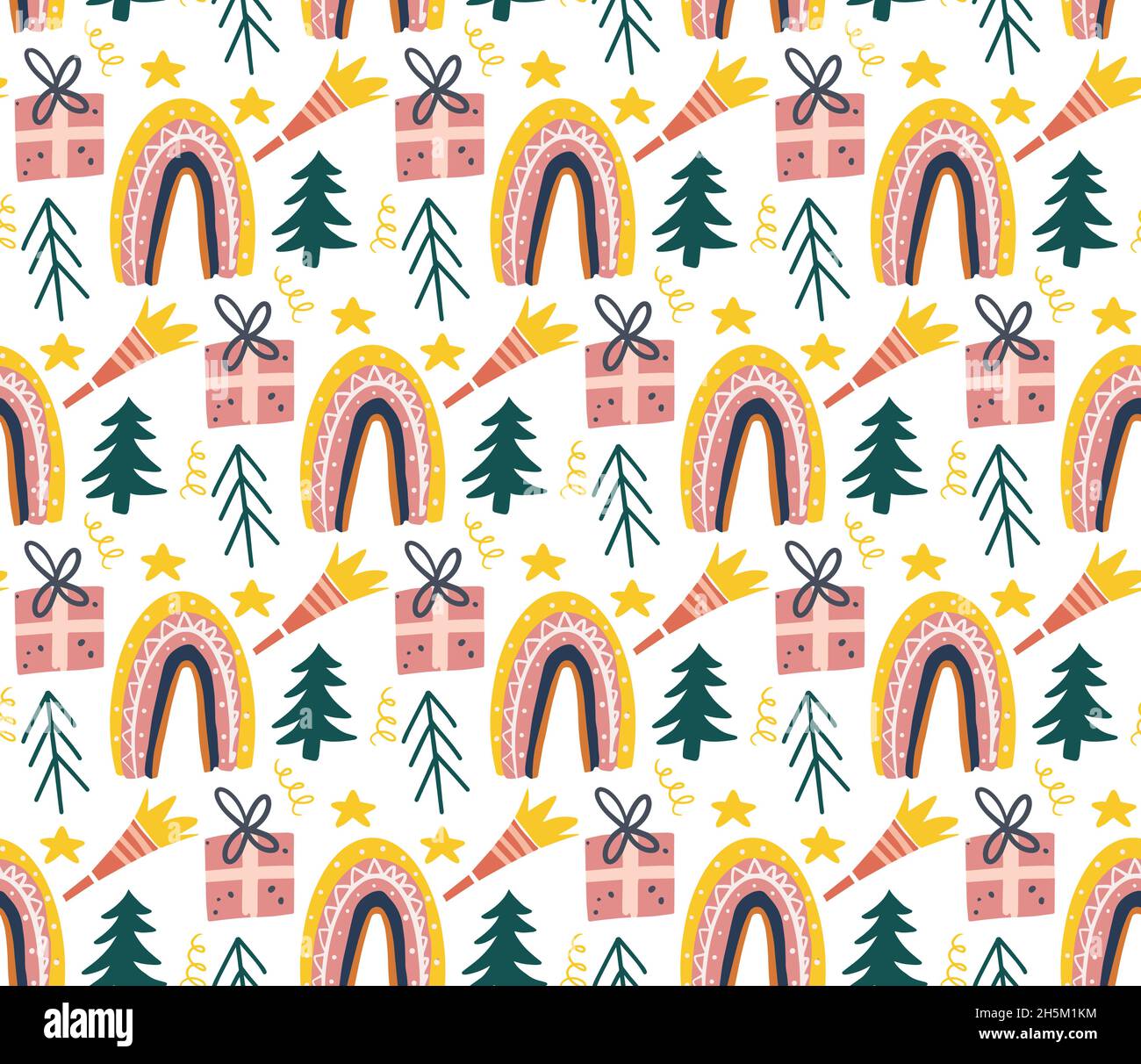 Happy New Year abstraktes Boho-Muster im modernen Stil. Hintergrund, Tapete. Vektorgrafik Stock Vektor