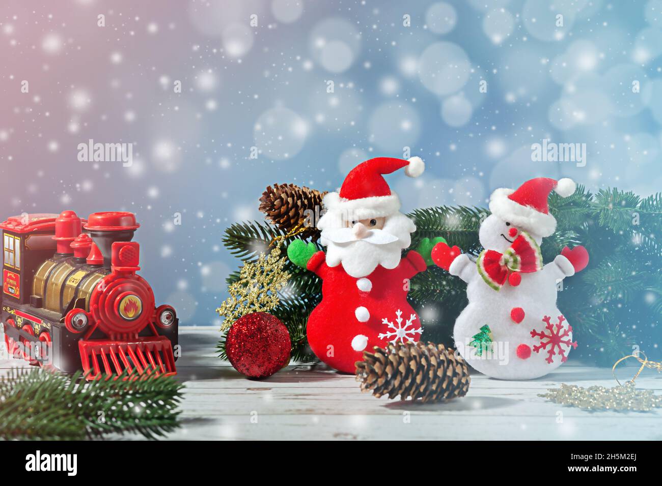 Weihnachten und Neujahr Feiertage Hintergrund, Wintersaison. Weihnachtskarte Stockfoto