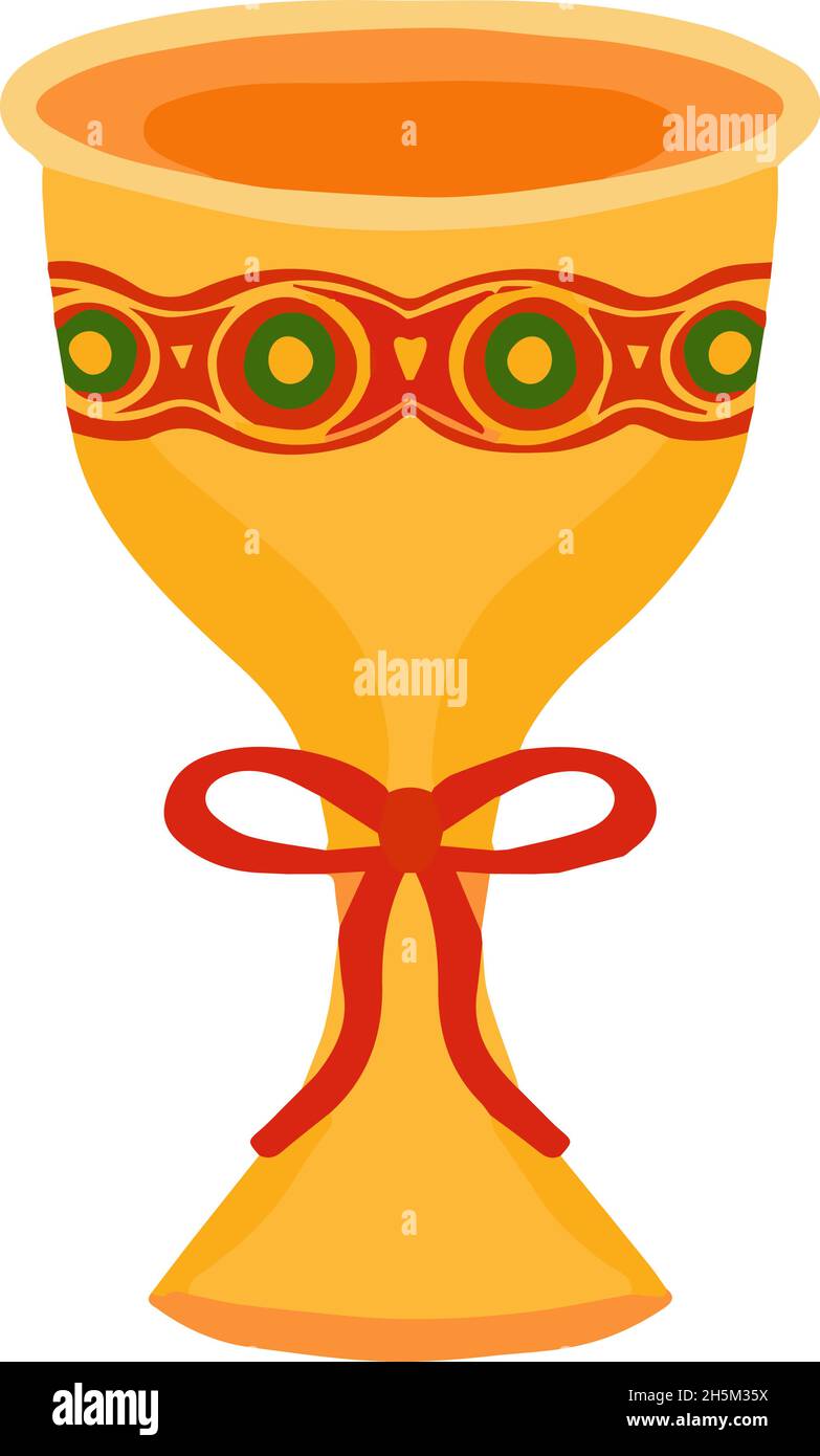 Goldenes Kelchsymbol. Gold Cup, flacher Style. Weinkelch isoliert auf weißem Hintergrund. Chalice-Logo. Vektorgrafik Stock Vektor