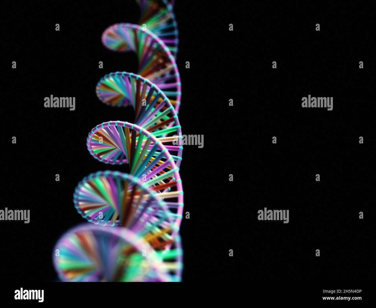 Abstraktes Bild der genetischen Codes DNA. Konzeptbild für den Einsatz als Hintergrund. 3D-Darstellung. Stockfoto