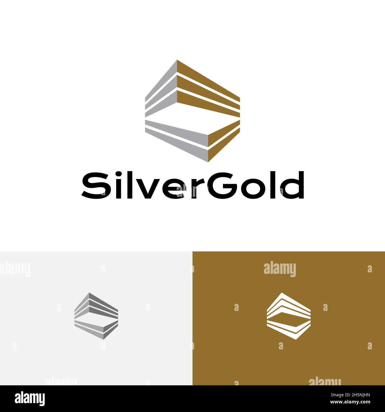 Silver Gold House Building Financial Business Abstraktes Logo Stock Vektor