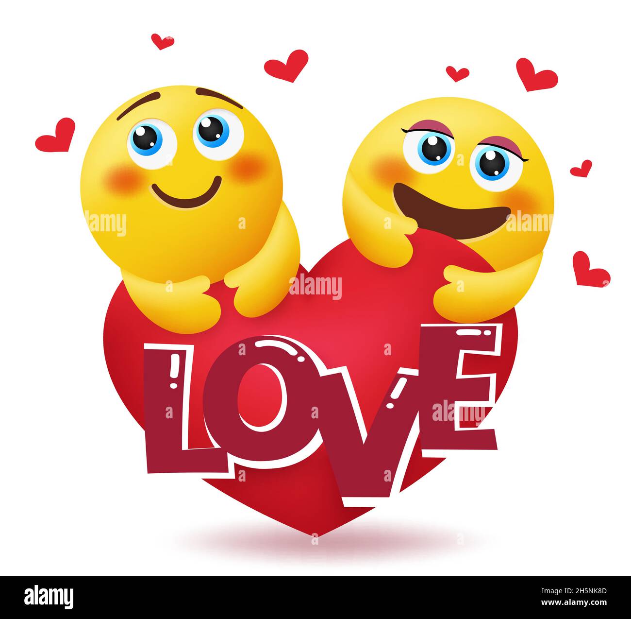 Emoji valentine Vektor Konzept Design. Love Text mit Smileys Liebhaber