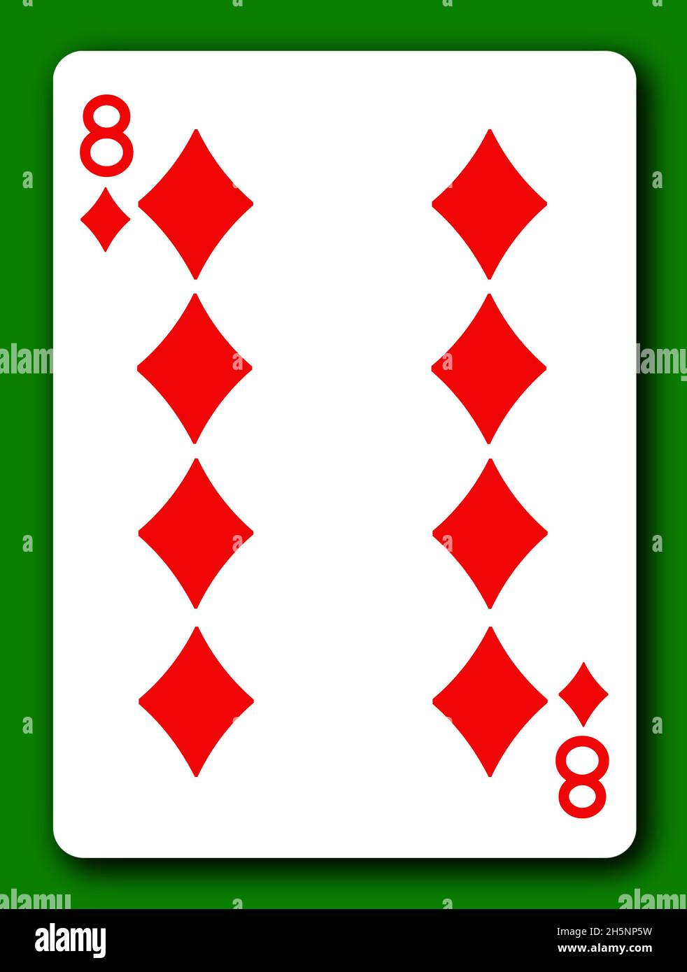 8 Acht Diamanten Spielkarte mit Beschneidungspfad, um den Hintergrund zu entfernen Stockfoto
