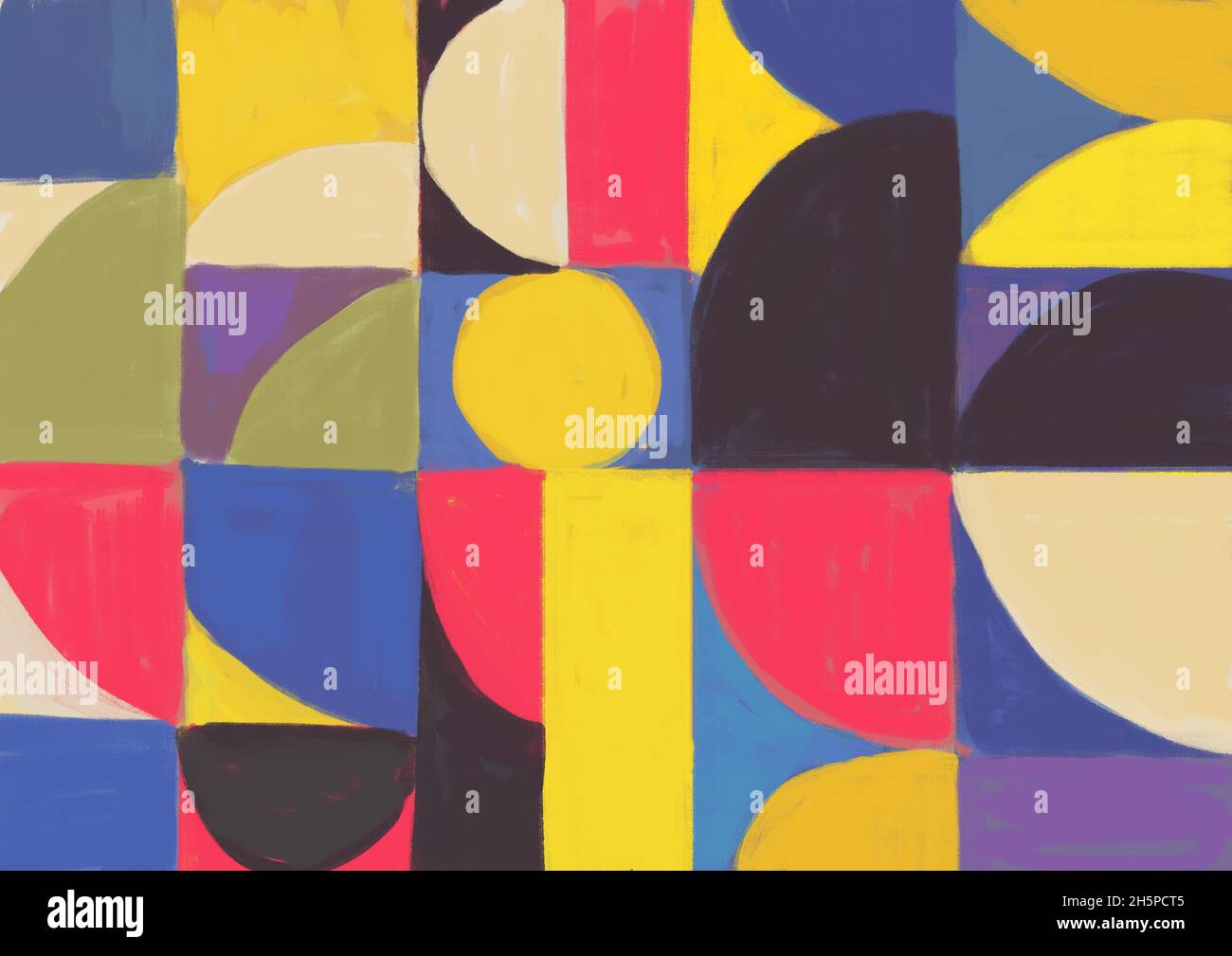 Schöne abstrakte Kunst mit geometrischer Welle und Primärfarbe inspiriert von Kandinsky und Malewitsch Kunst, Illustration, Realismus und Abstraktion. Ästhetisches p Stockfoto