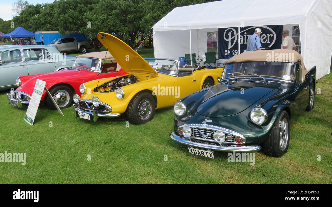Daimler SP250 auf der Brit Euro Car Show im Lloyd Elsmore Park, Pakuranga NZ, 11. April 2021 Stockfoto