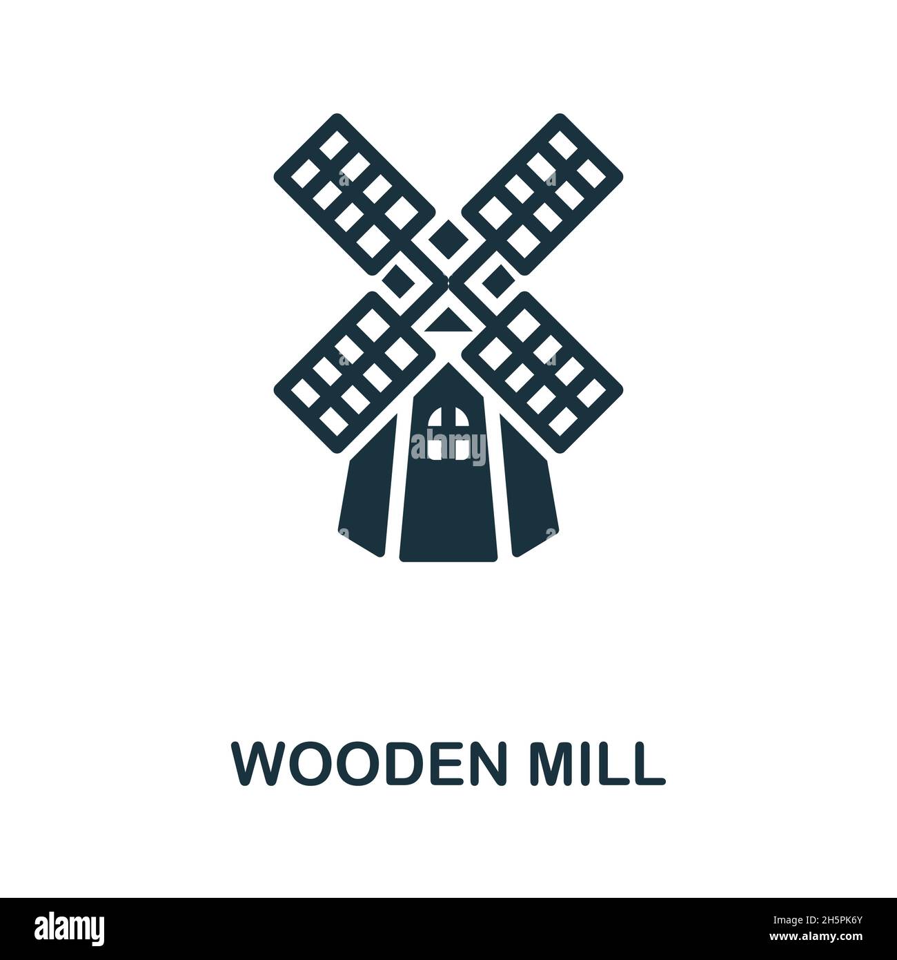 Symbol der Holzmühle. Monochromes Schild aus der Farming-Kollektion. Kreative Holzmühle Symbol Illustration für Web-Design, Infografiken und mehr Stock Vektor