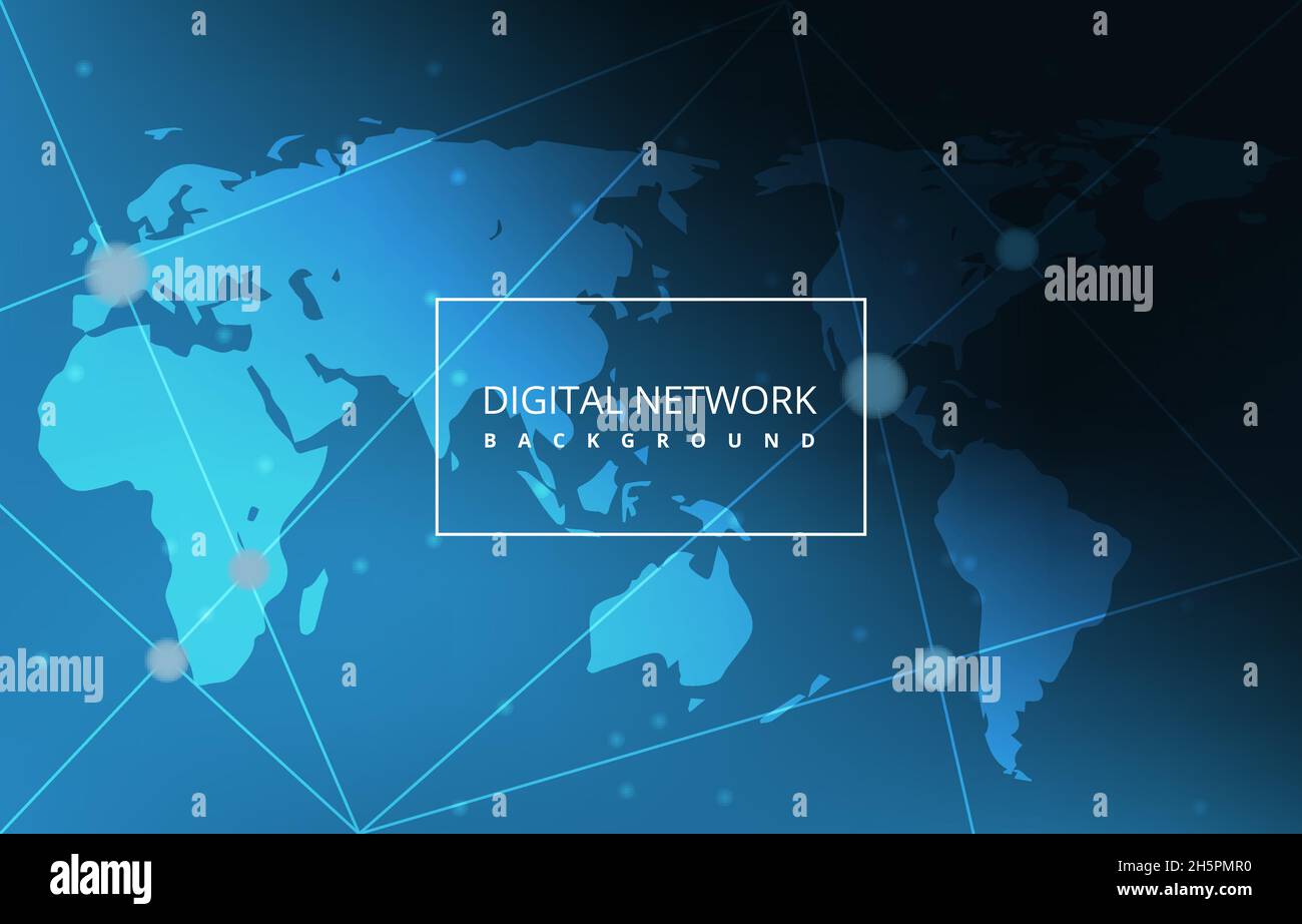 Global Map Digital Network Connection Internet Technology Hintergrund Stock Vektor