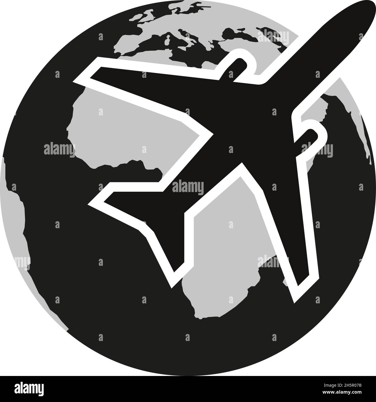 Planetenflugzeug schwarz-weißes Symbol, Vektorgrafik Stock Vektor