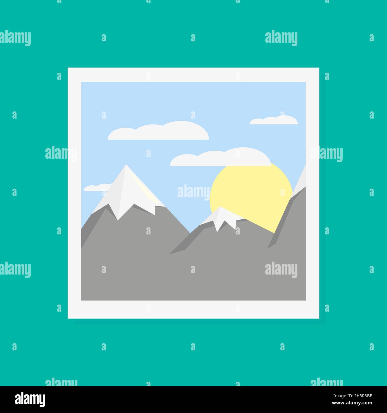 Foto von Bergen mit Schatten in flachem Stil Stock Vektor