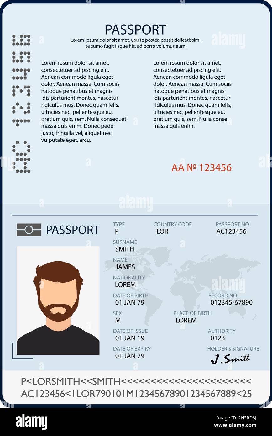 Open Passport leere Vorlage Vektor international. Flaches Design Stock Vektor