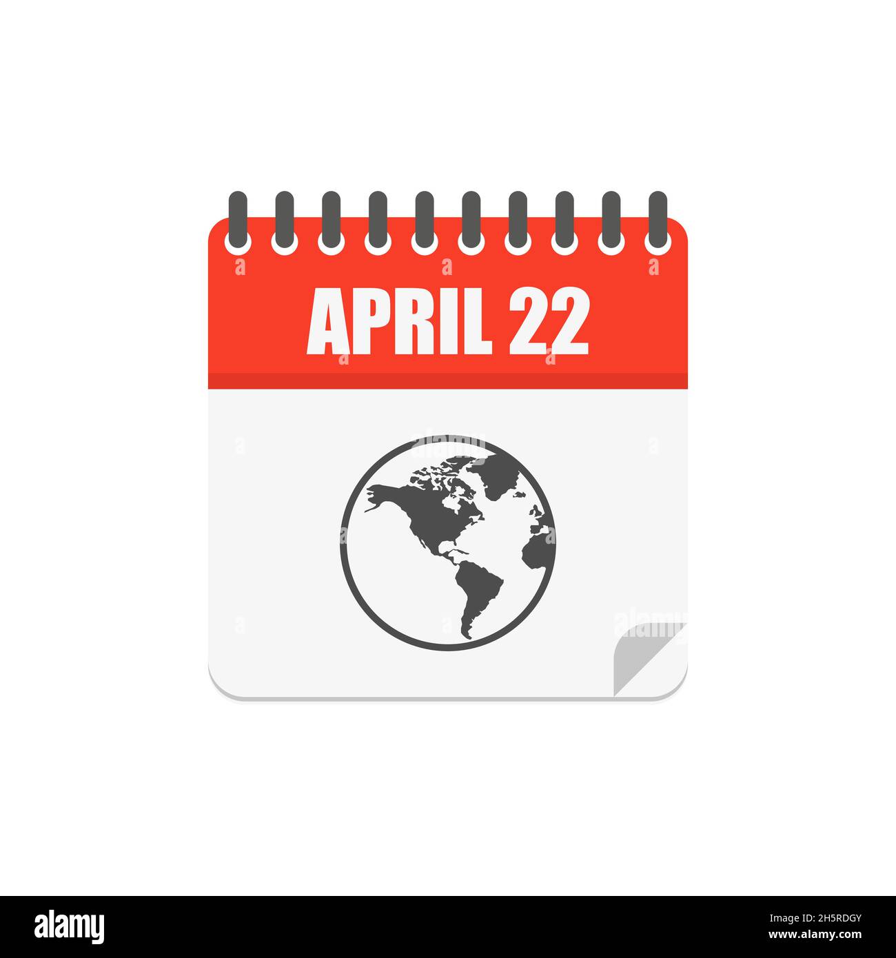 April 22, Earth Day Kalender mit Planetensymbol in flachem Stil, Vektordarstellung isolieren. Stock Vektor