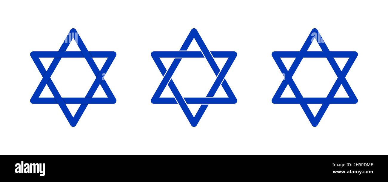 Setzen Sie den blauen Stern von David Icon auf weißem Hintergrund. Design von religiösen Feiertagen Stock Vektor