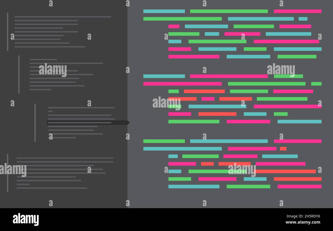 Programmierungshintergrund. Dunkler Vektorhintergrund in flachem Stil. Stock Vektor