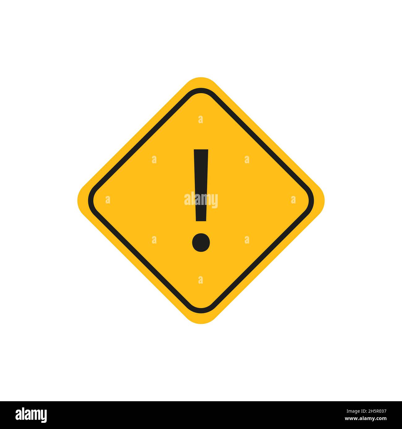 Ausrufezeichen auf gelbem Straßenschild. Isoliertes Vektorzeichensymbol Stock Vektor