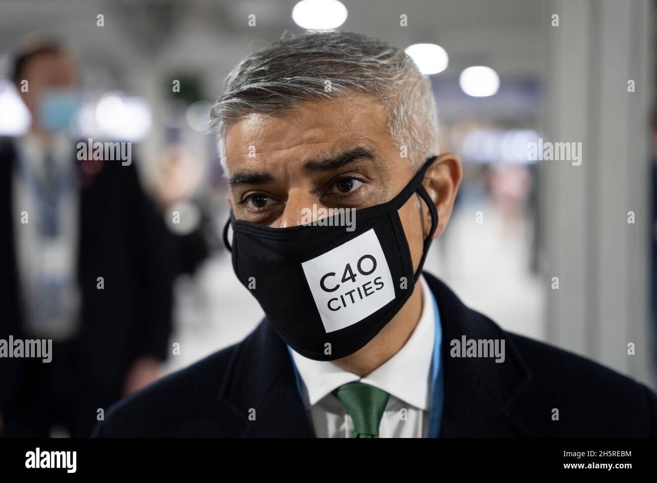 Glasgow, Schottland, Großbritannien. November 2021. Tag zwölf des Klimagipfels um COP26 in Glasgow. PIC; der Bürgermeister von London, Sadiq Khan, besucht heute Morgen die Blaue Zone COP26. Iain Masterton/Alamy Live News. Stockfoto