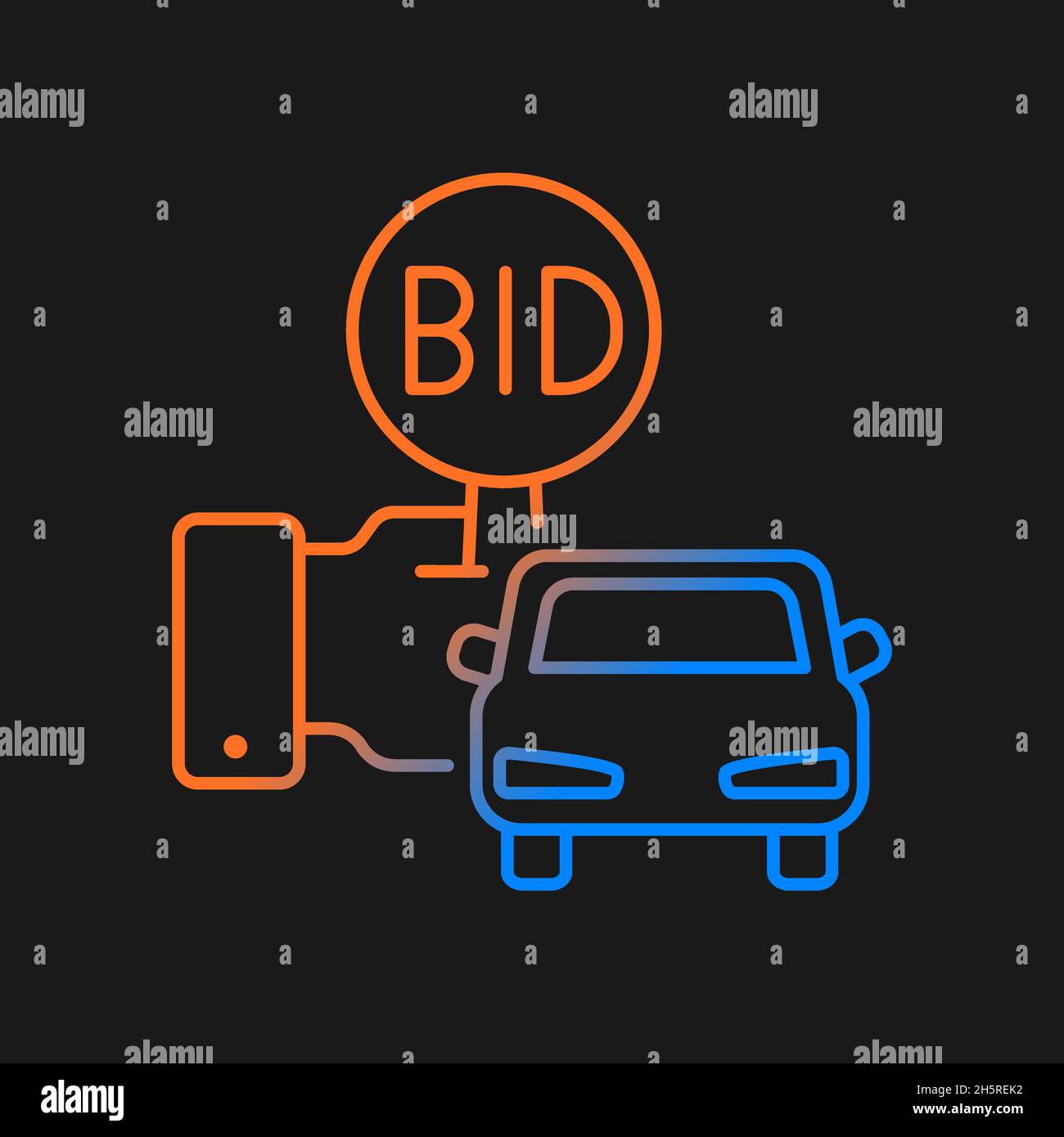 Fahrzeug Auktion Gradient Vektor-Symbol für dunkle Thema Stock Vektor