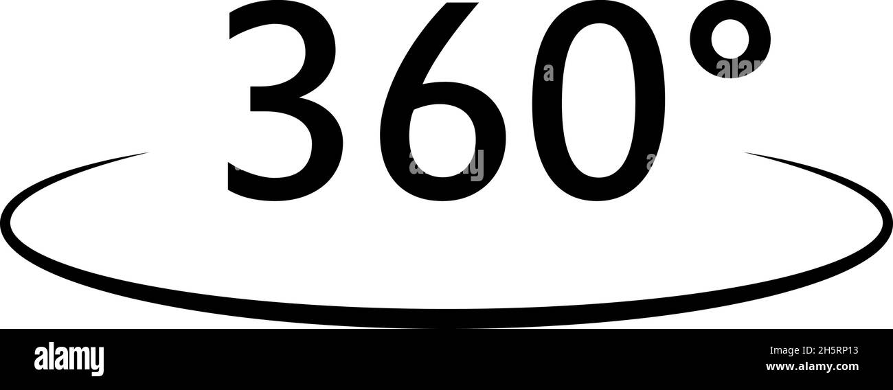 360 Grad isoliertes schwarzes Symbol in flacher Form. Vektorgrafik für das Web Stock Vektor