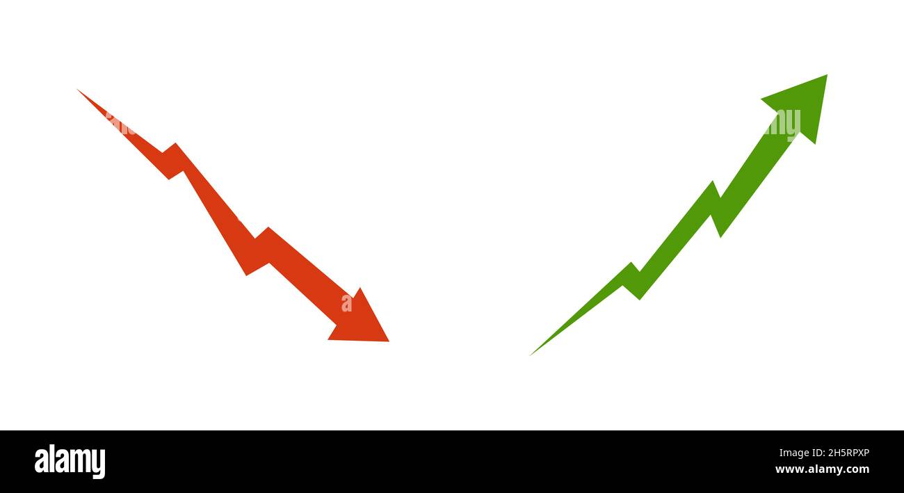 Pfeil nach oben und unten in flacher Form, isoliertes Symbol. Vektorgrafik für WAB Stock Vektor