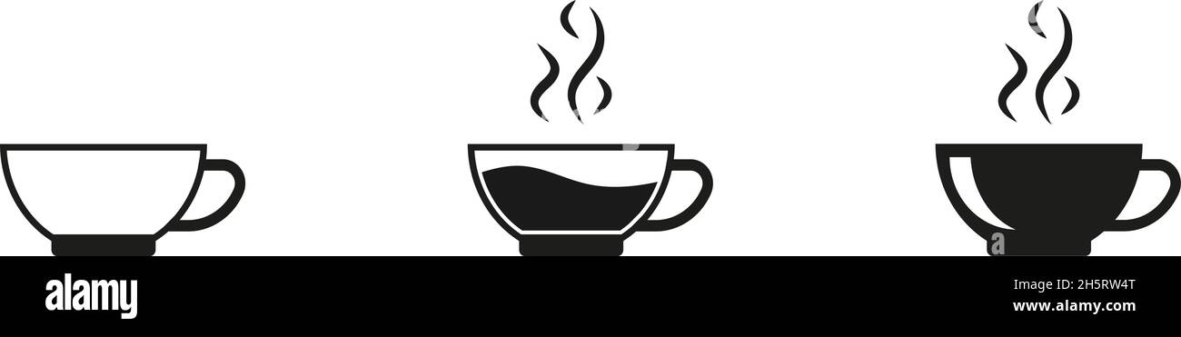 Kaffeetassen-Set mit schwarzem Symbol auf weißem Hintergrund. Espresso Symbol isolierte Vektorgrafik Stock Vektor
