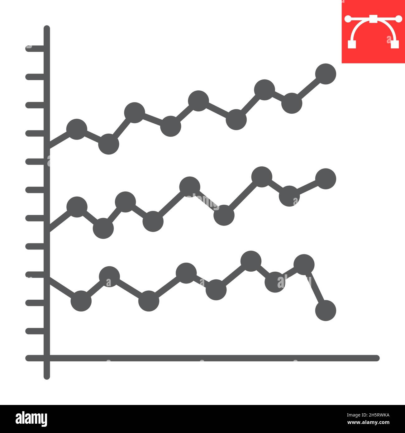 Marktanalyse Glyphen-Symbol, Diagramm und Marketing, Marktanalyse Vektor-Symbol, Vektorgrafiken, editierbare Kontur solid-Zeichen, eps 10. Stock Vektor