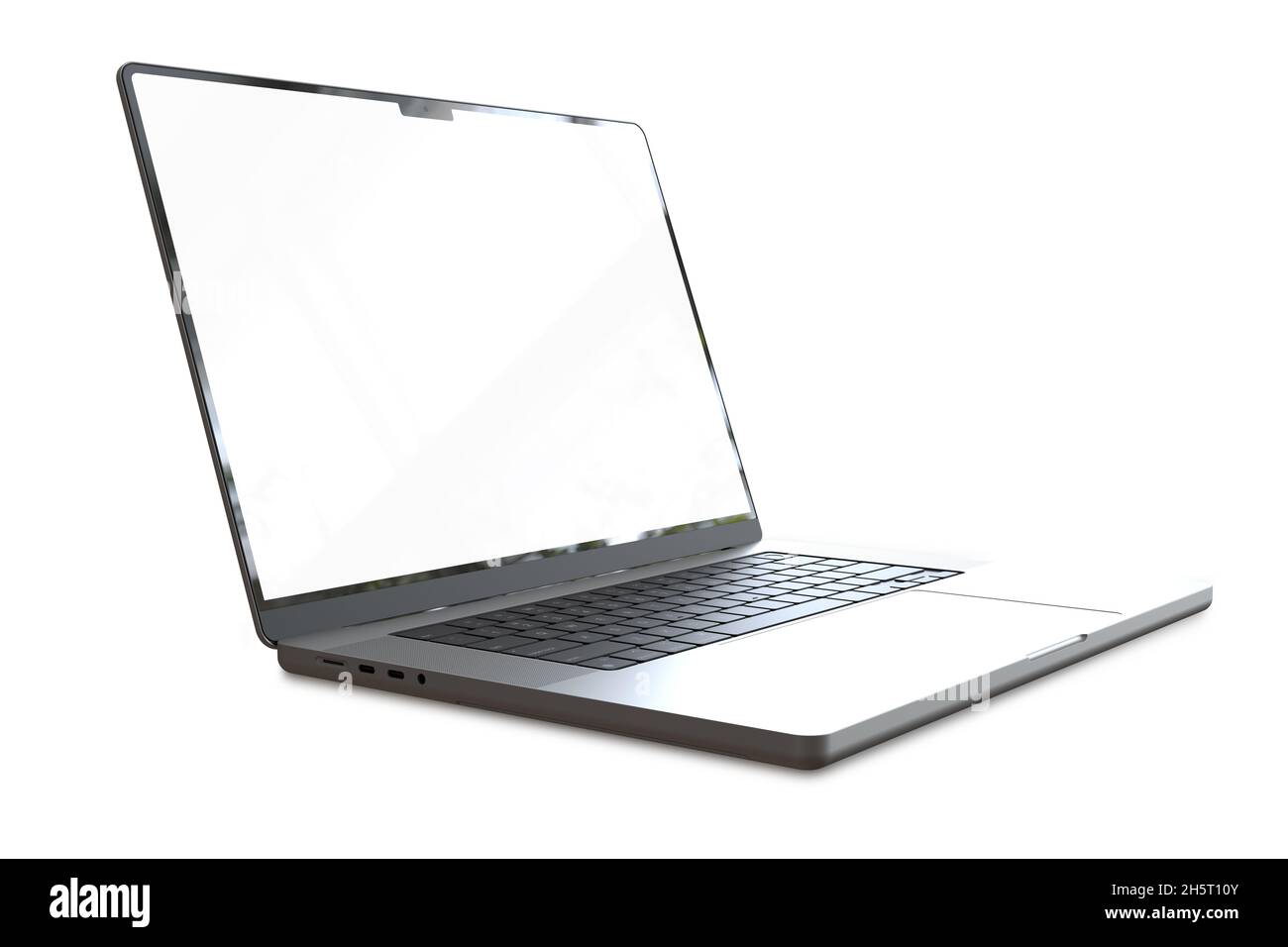 Öffnen Sie den leeren Laptop-Computer-Bildschirm mit Beschneidungspfad für ein einfaches Ersetzen Sie Ihr Design-Modell auf weißem Hintergrund Stockfoto