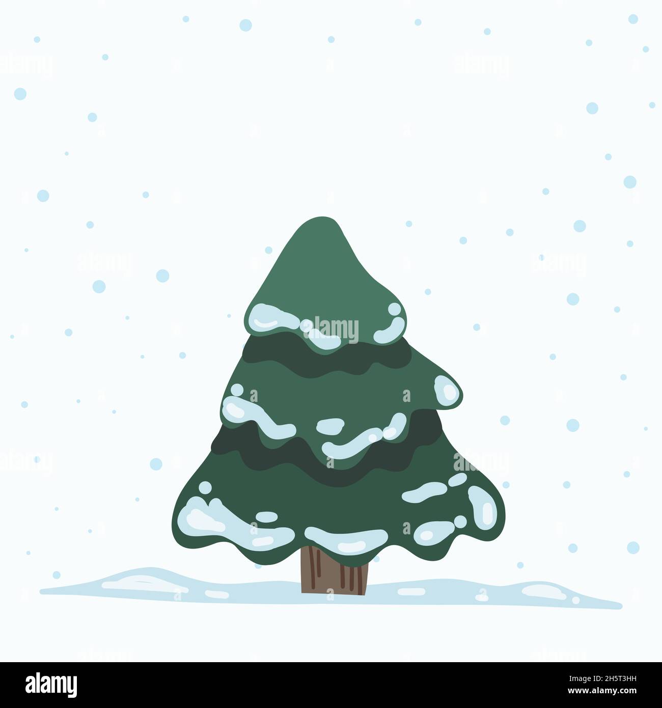 Vektor Weihnachtsbaum isoliert vom Hintergrund. Schnee fällt in der Weihnachtszeit Weihnachten und Neujahr Grafik-Vorlage. Moderner Tannenbaum mit Baumdekoder Stock Vektor