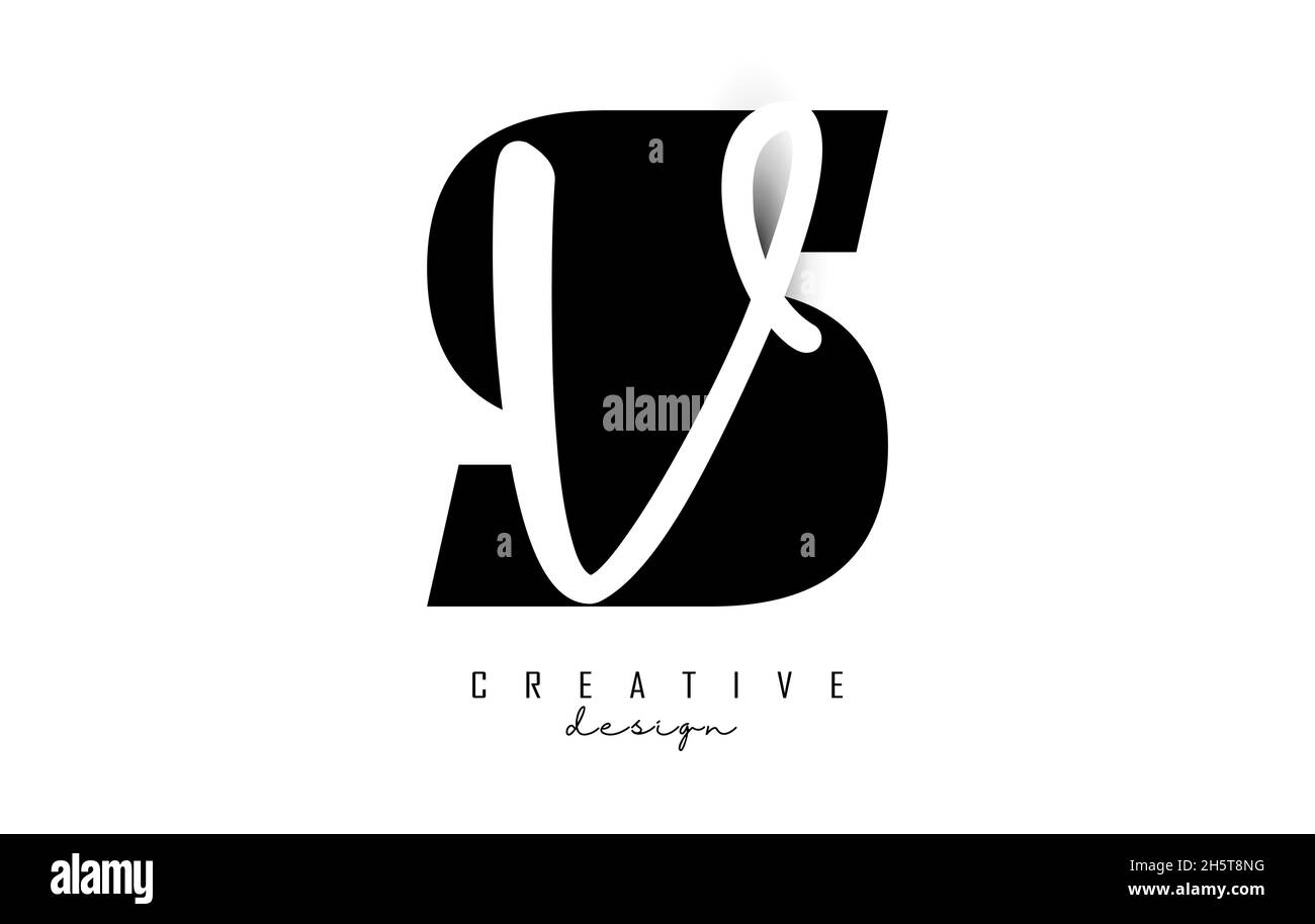 Buchstaben SV-Logo mit minimalistischem Design. Buchstaben S und V mit geometrischer und handschriftlicher Typografie. Kreative Vektor-Illustration mit Buchstaben. Stock Vektor