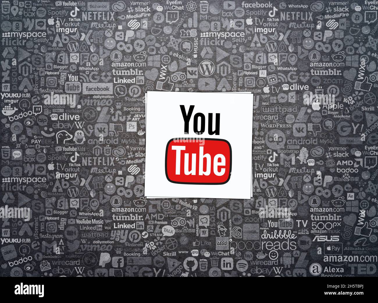 youtube-Bilder, youtube-Hintergrunddesigns Stockfoto