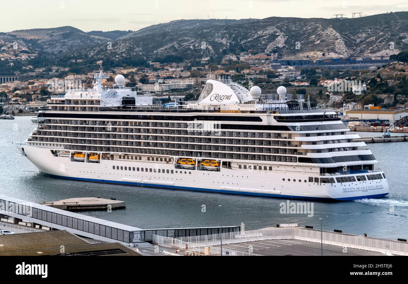 Regent Seven Seas Explorer, Marseille, Frankreich Stockfoto