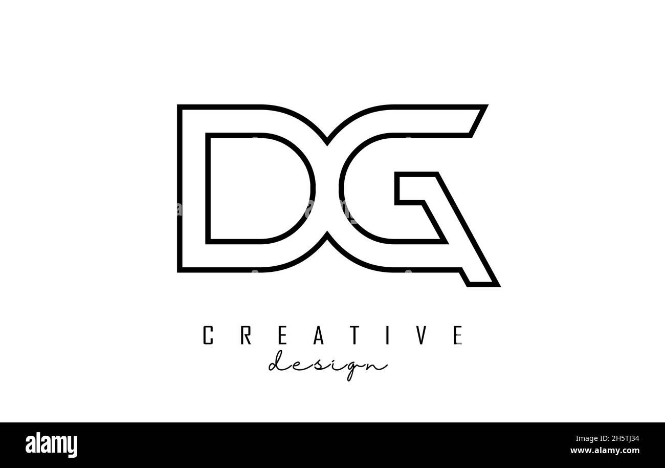 Skizzieren Sie das Logo der DG-Buchstaben in minimalistischem Design. Geometrische Vektordarstellung mit schwarzen Linien. Stock Vektor