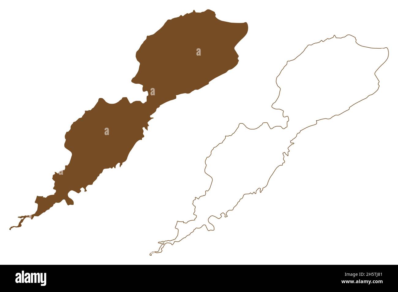 Umnak Island (Vereinigte Staaten von Amerika, Nordamerika, Alaska, USA, USA, Fox Islands of the Aleutian Islands) Kartenvektordarstellung, Scribble-Skizze Stock Vektor